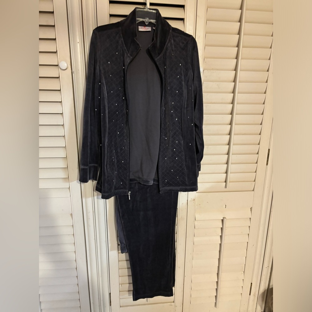 Quacker Factory velour sweatsuit. Large